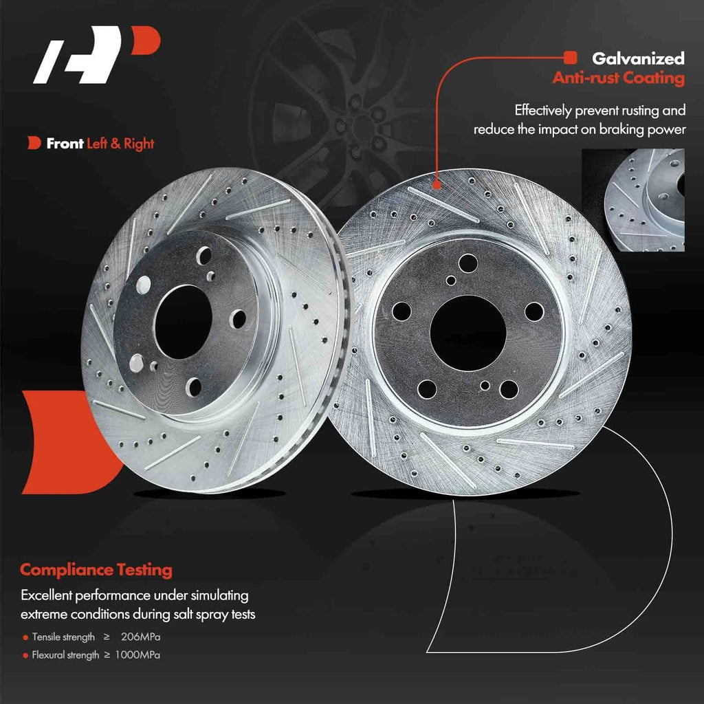 Front Drilled Brake Rotor for Toyota RAV4, Prius V, Lexus xB (2016–2018)