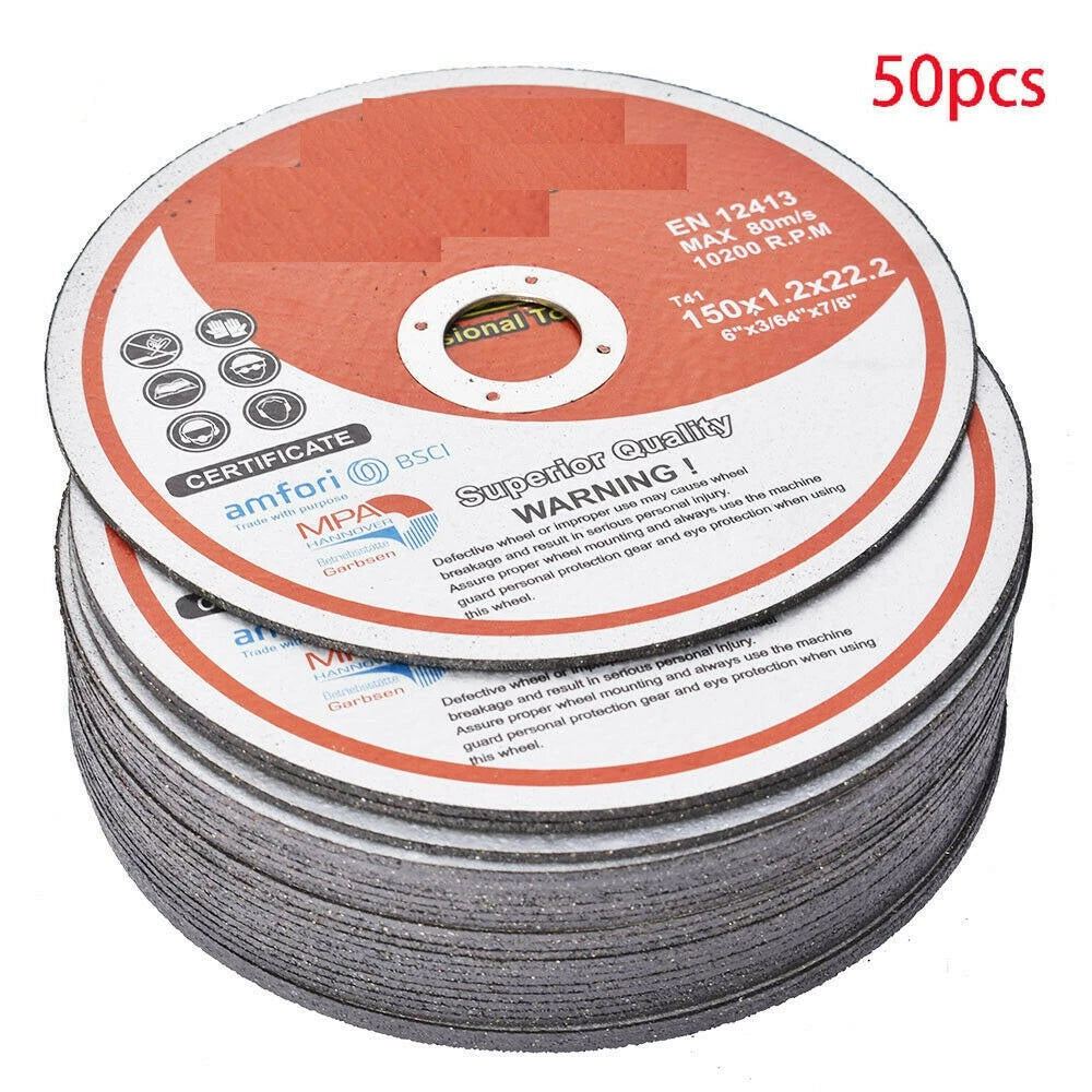 50 Pack Cutting Discs for Metal & Stainless Steel (6"x.045"x7/8")