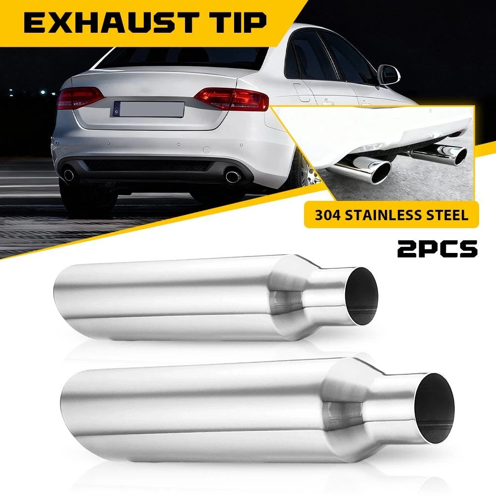 2 Pack Stainless Steel Exhaust Tip for Universal Fit (2.5" ID, 4" OD)