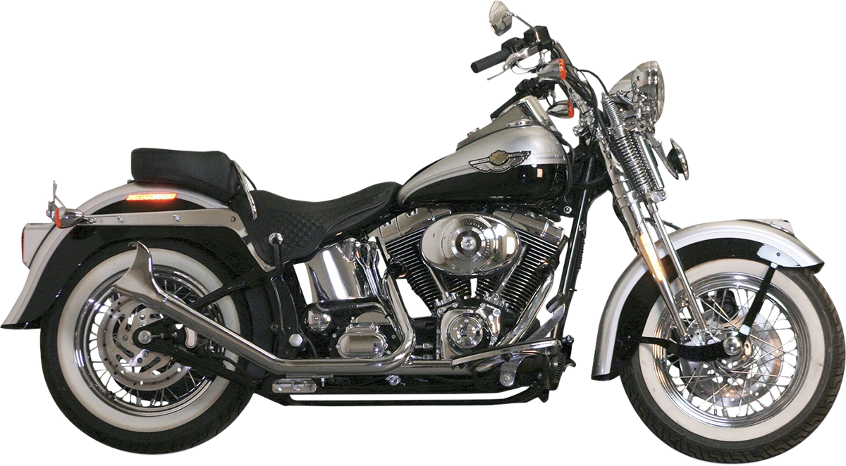 Paughco 1-3/4" Side by Side Upsweep Fishtail Exhaust System for Harley Twin Cam (2000–2017)