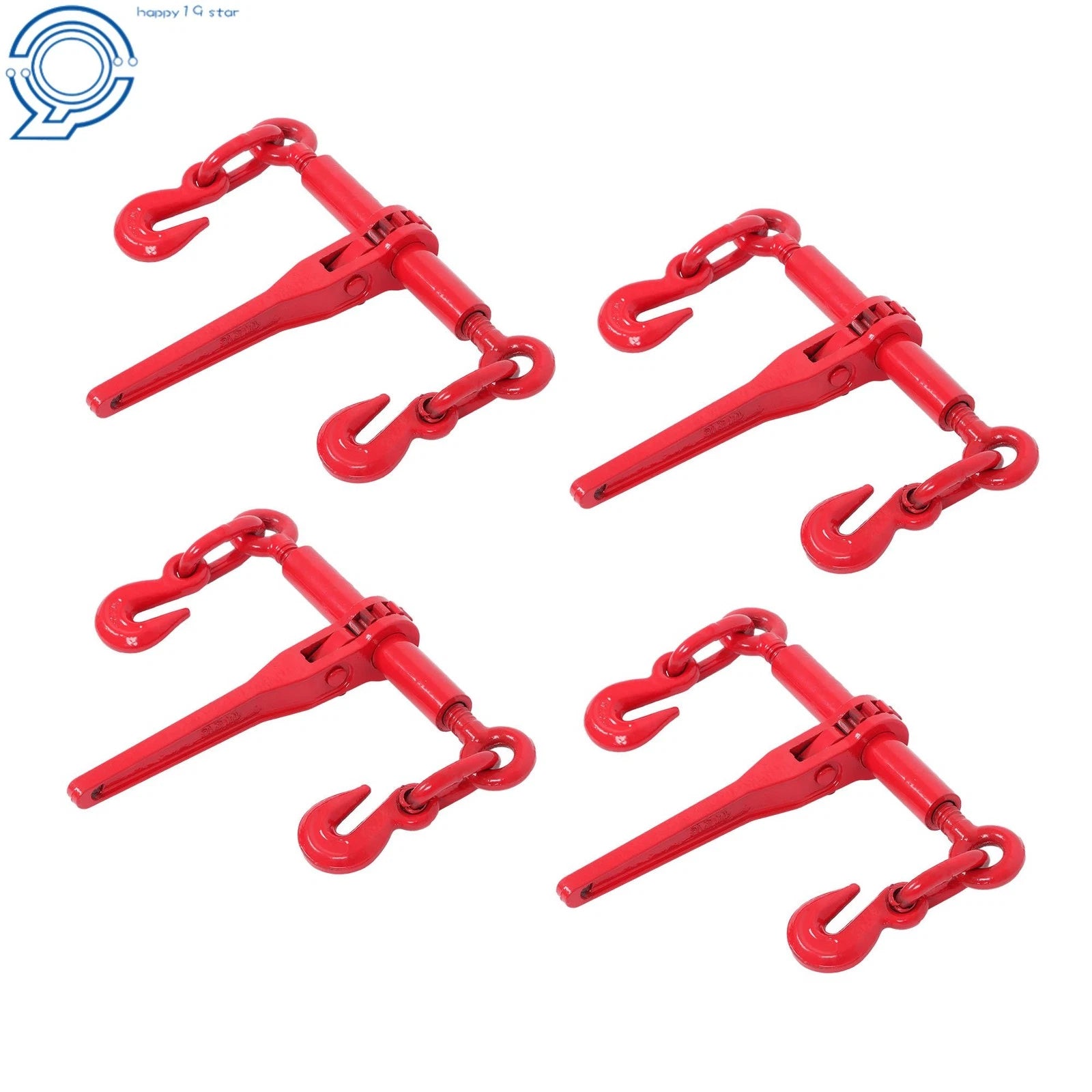 Set of 4 Ratchet Chain Load Binders for Tie Down Rigging Equipment