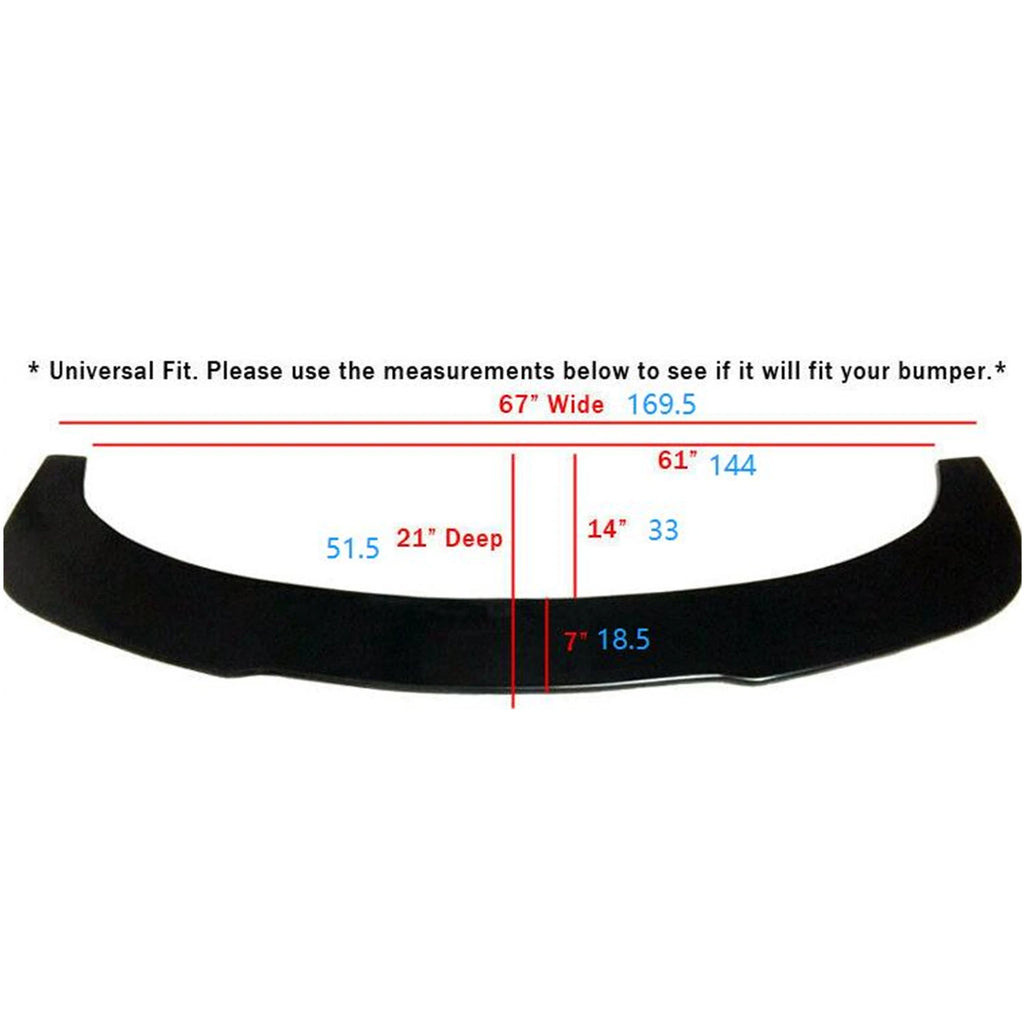 Front Bumper Lip Splitter Diffuser for Universal Vehicles (67" x 21")