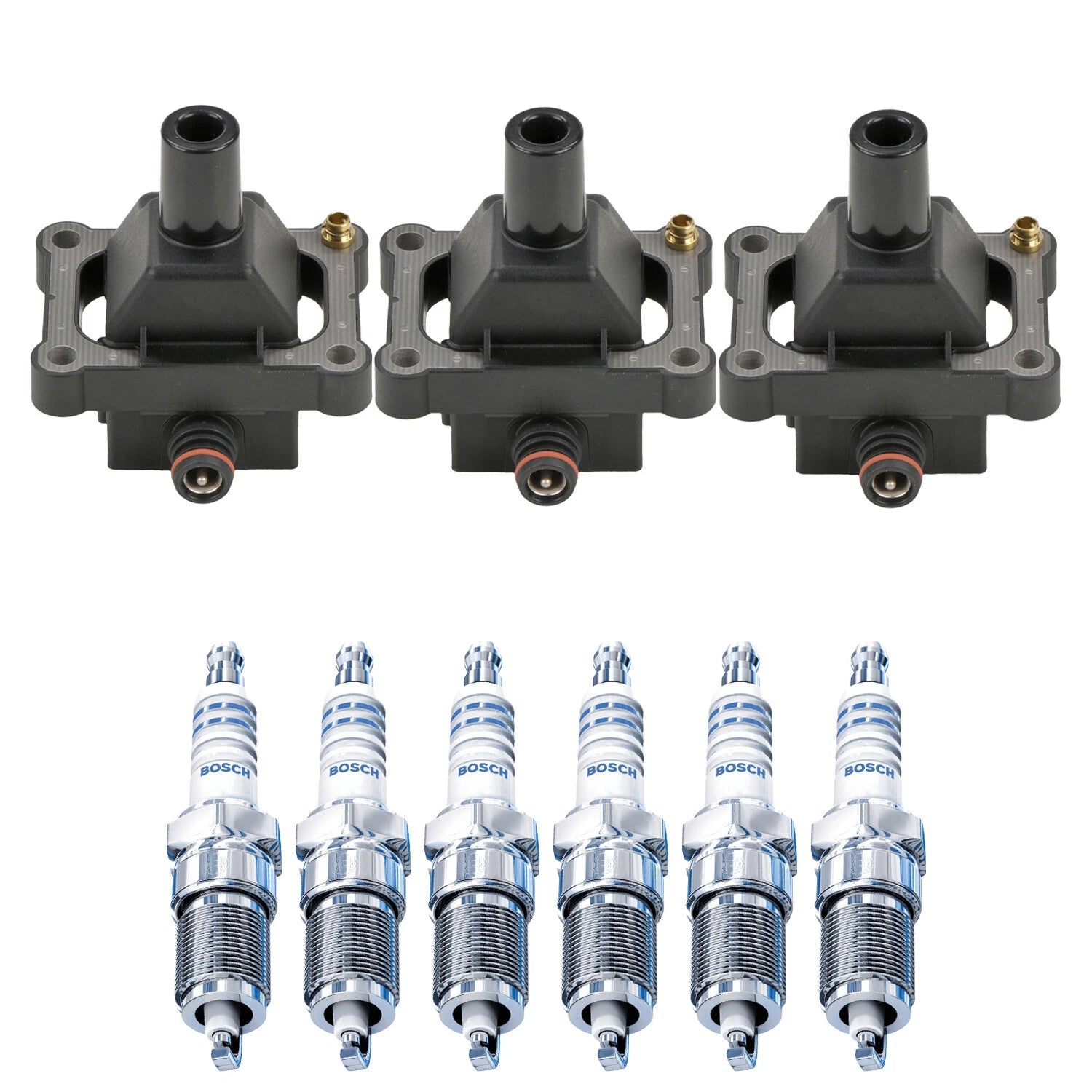 Set of 3 Ignition Coils & Spark Plugs for Mercedes W140 S320 (1992–1999)