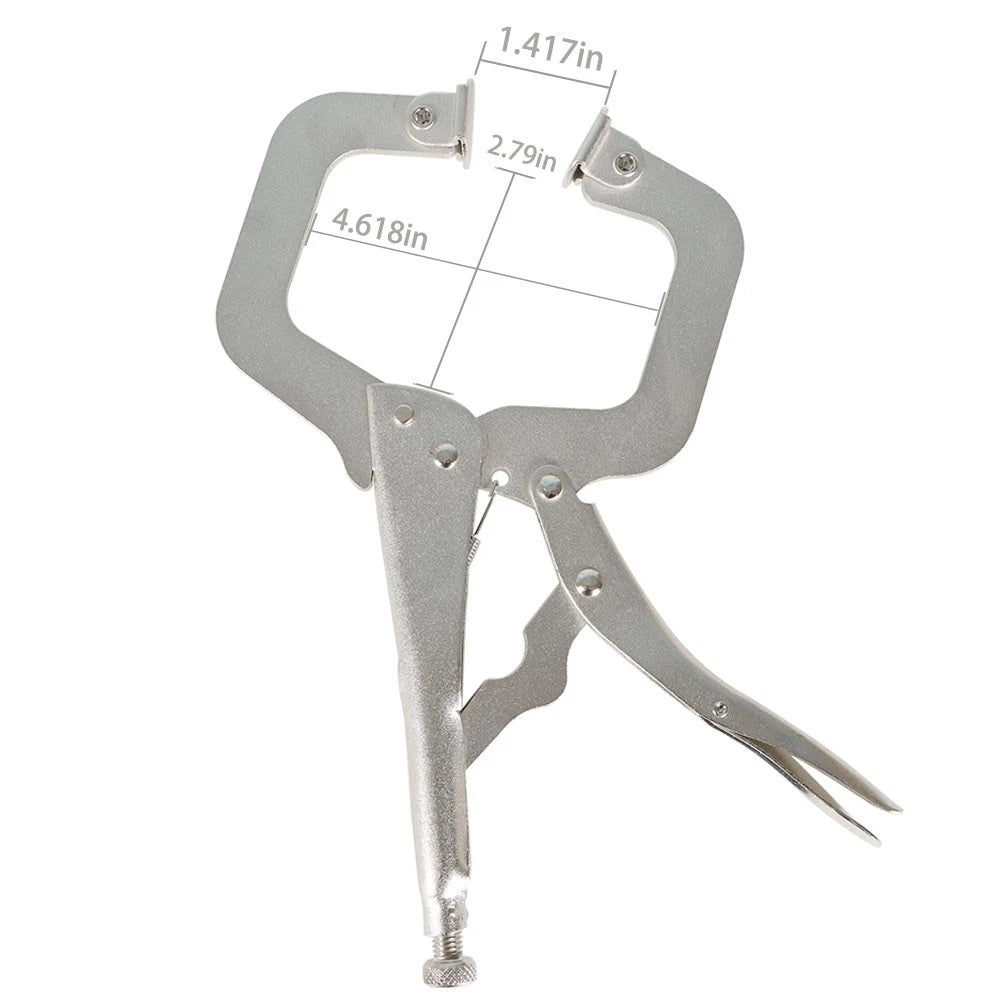 Set of 6 Adjustable C-Clamp Locking Pliers with Swivel Pads