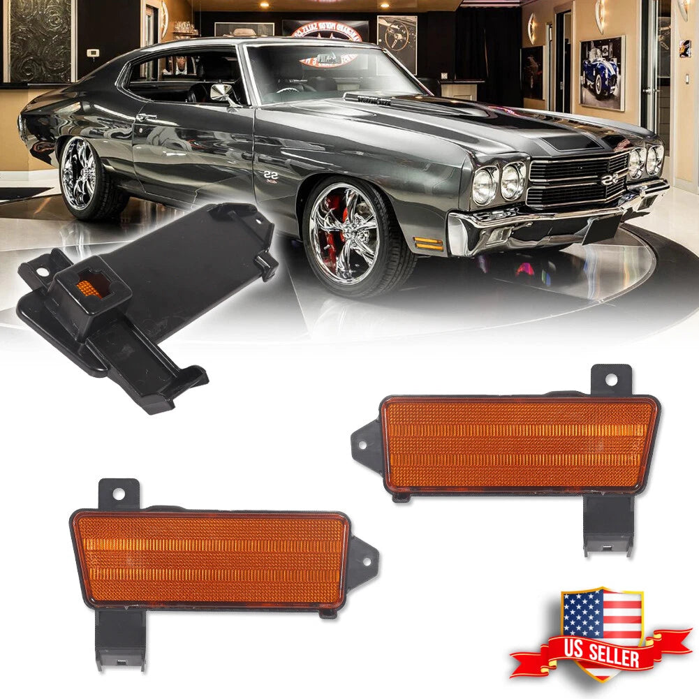 Set of 2 Front Fender Lower Side Marker Lamps for Chevy Chevelle El Camino (1970)