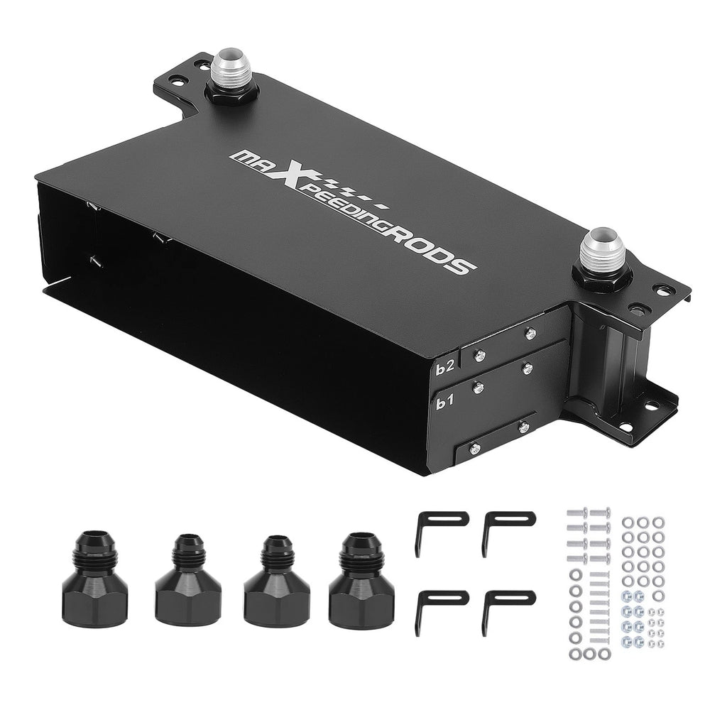 10 Row Oil Cooler Kit 10AN Universal with Fittings Aluminum Black