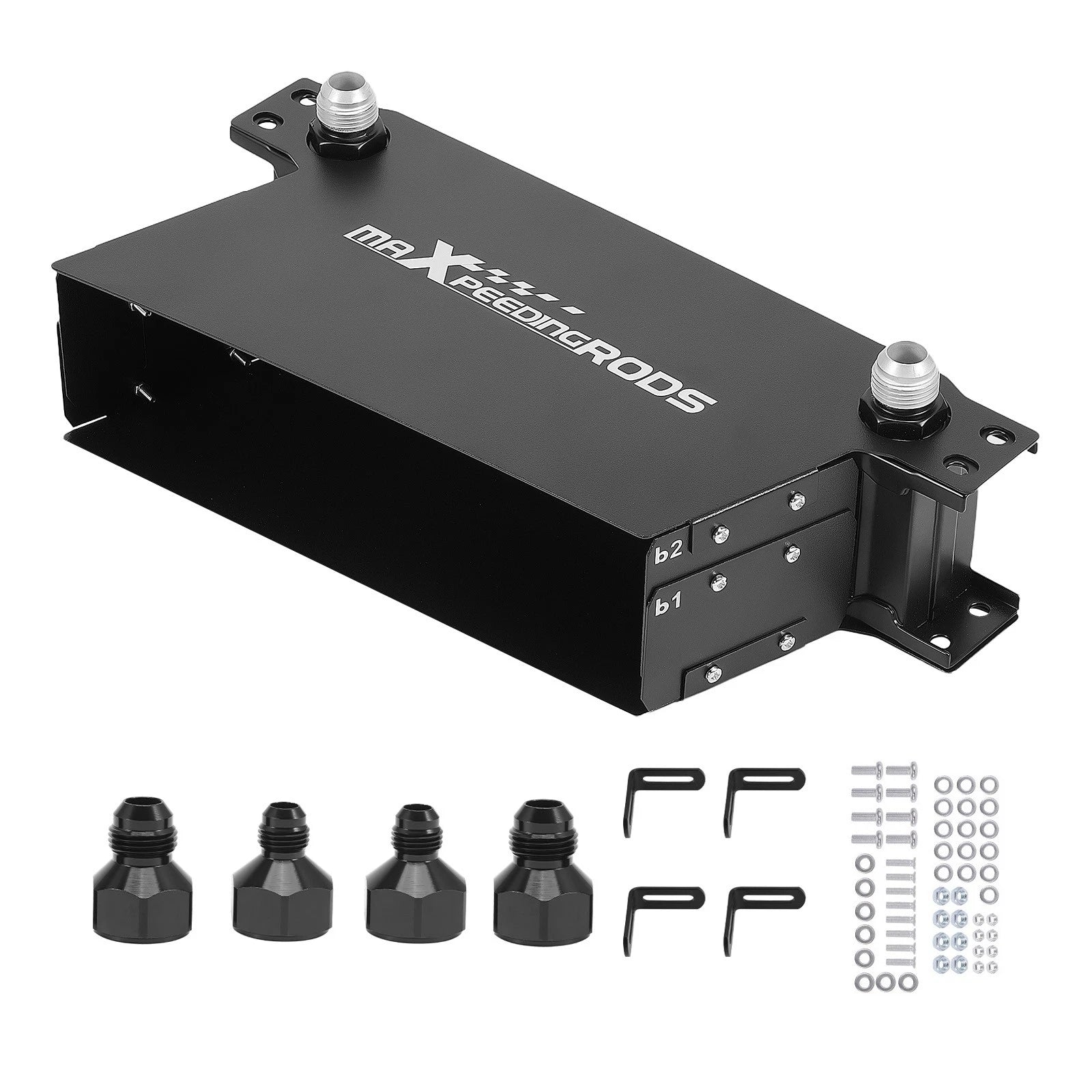 10 Row Oil Cooler Kit 10AN Universal with Fittings Aluminum Black