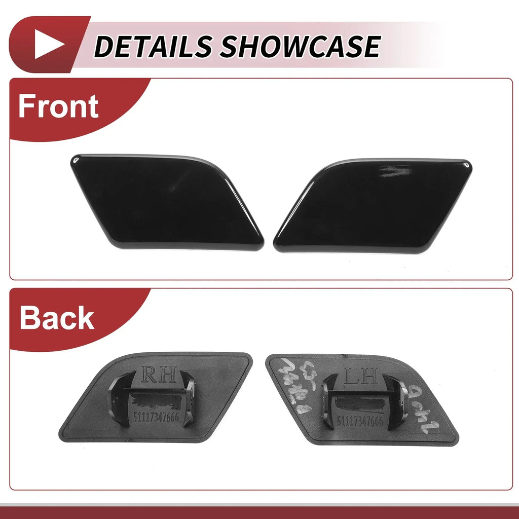 Front Left/Right Washer Nozzle Cover Cap for BMW X1 (2013 - 2015) Black