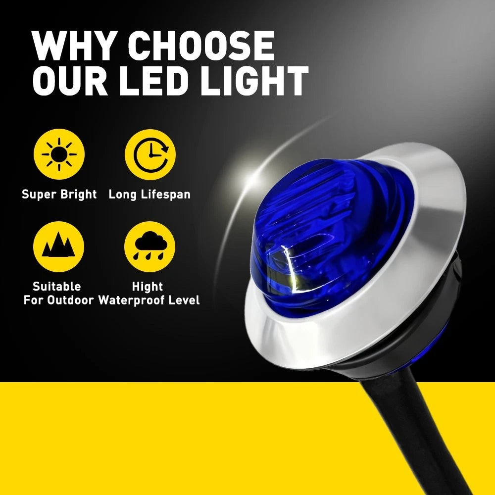 20X 3/4" LED Lights Kit with Stainless Steel Rings for ATV UTV RV Pickup EV