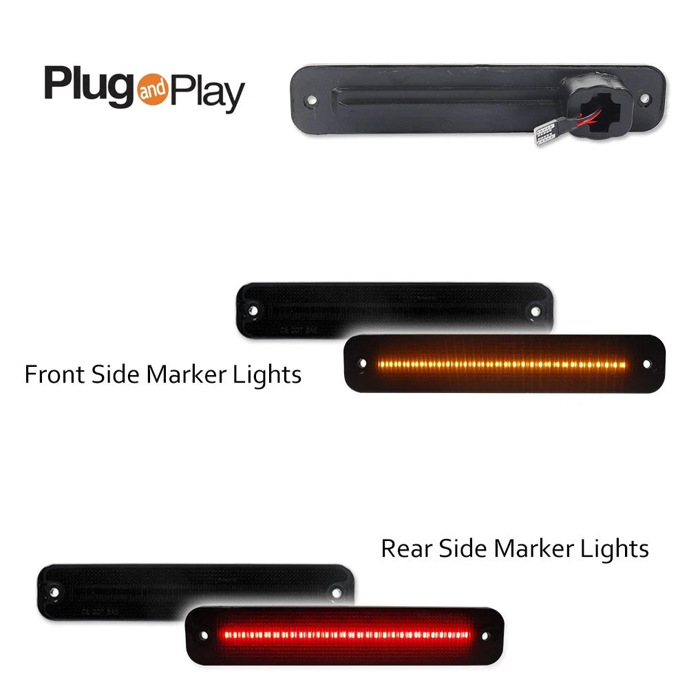 Set of 6 Smoke LED Tail Lights & Side Markers for Ford F150 F250 E150 (1973–1979)