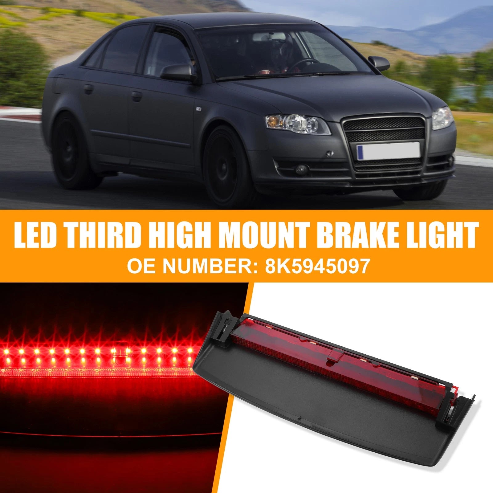 LED Third High Mount Brake Light 8K5945097 for Audi A4 (2001–2008)