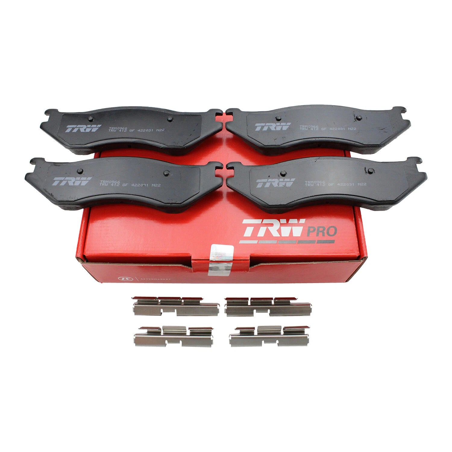 Set of 4 TRW Pro Metallic Brake Pads with Clips for Dodge Ram 1500 Van Durango (1994–2003)