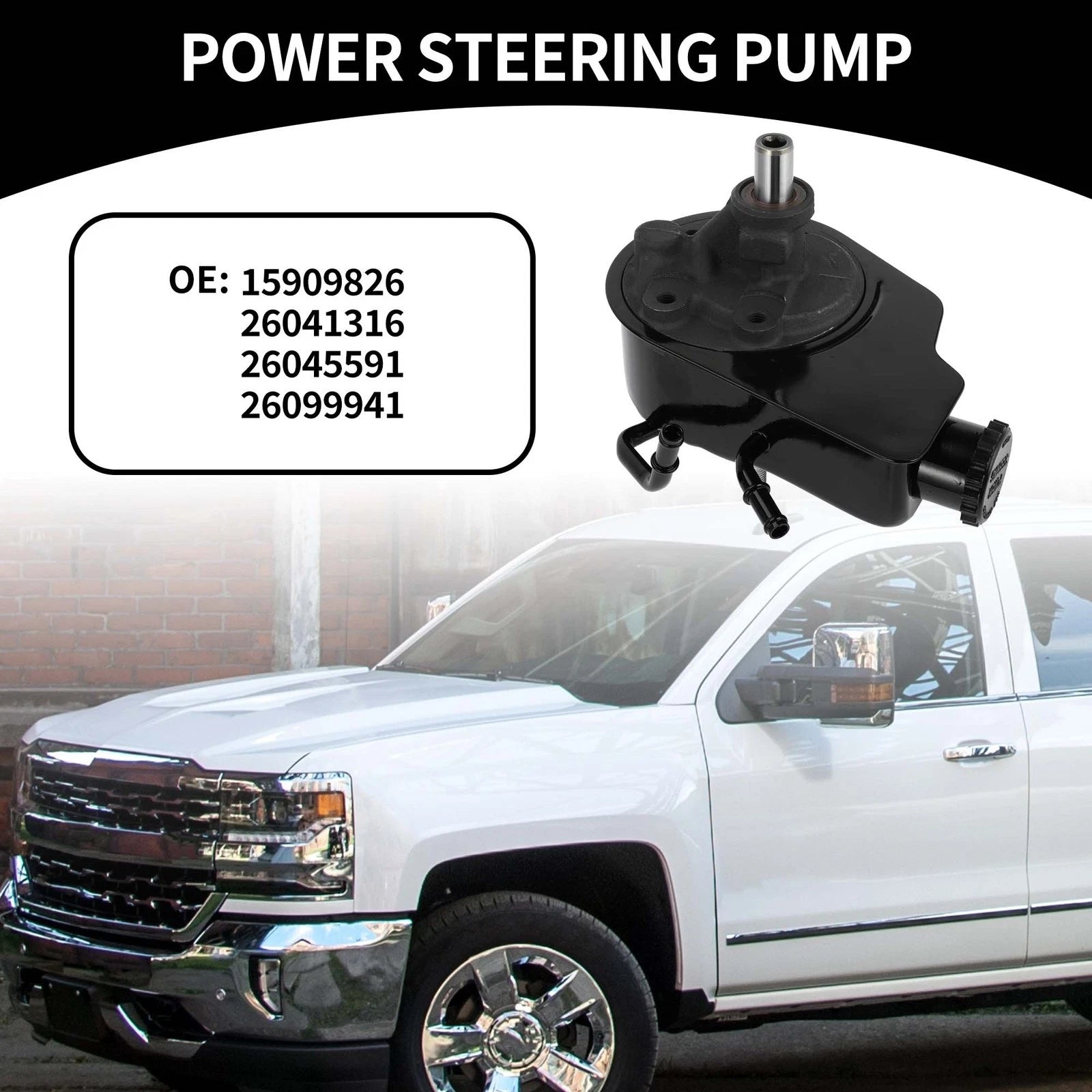 Power Steering Pump with Reservoir 15909826 for Chevy Silverado 1500 (2003–2005)