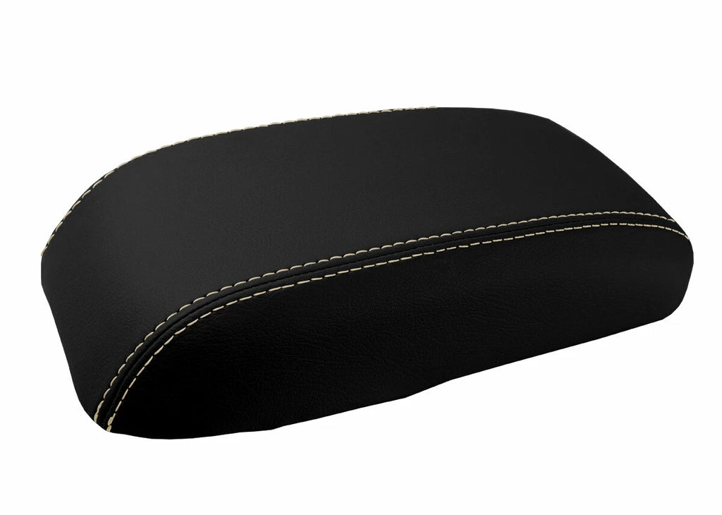 Leather Console Lid Armrest Cover for Dodge Neon (2000–2005) Beige Stitch