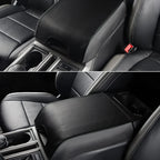Set of 2 Black Leather Armrest Center Console Lid Covers for Ford F150 (2015–2019)