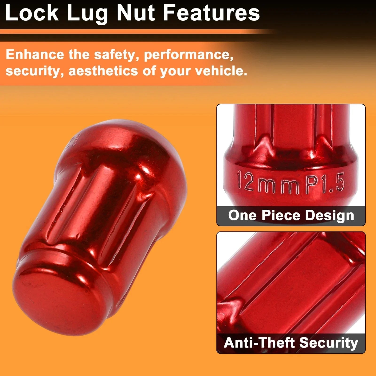 M12x1.5 Tire Wheel Locking Nut Set with Socket Key for Honda, Toyota (2010-2023)
