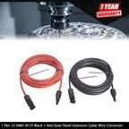 Set of 2 Solar Panel Extension Cables 20ft 4mm² for Automotive Use