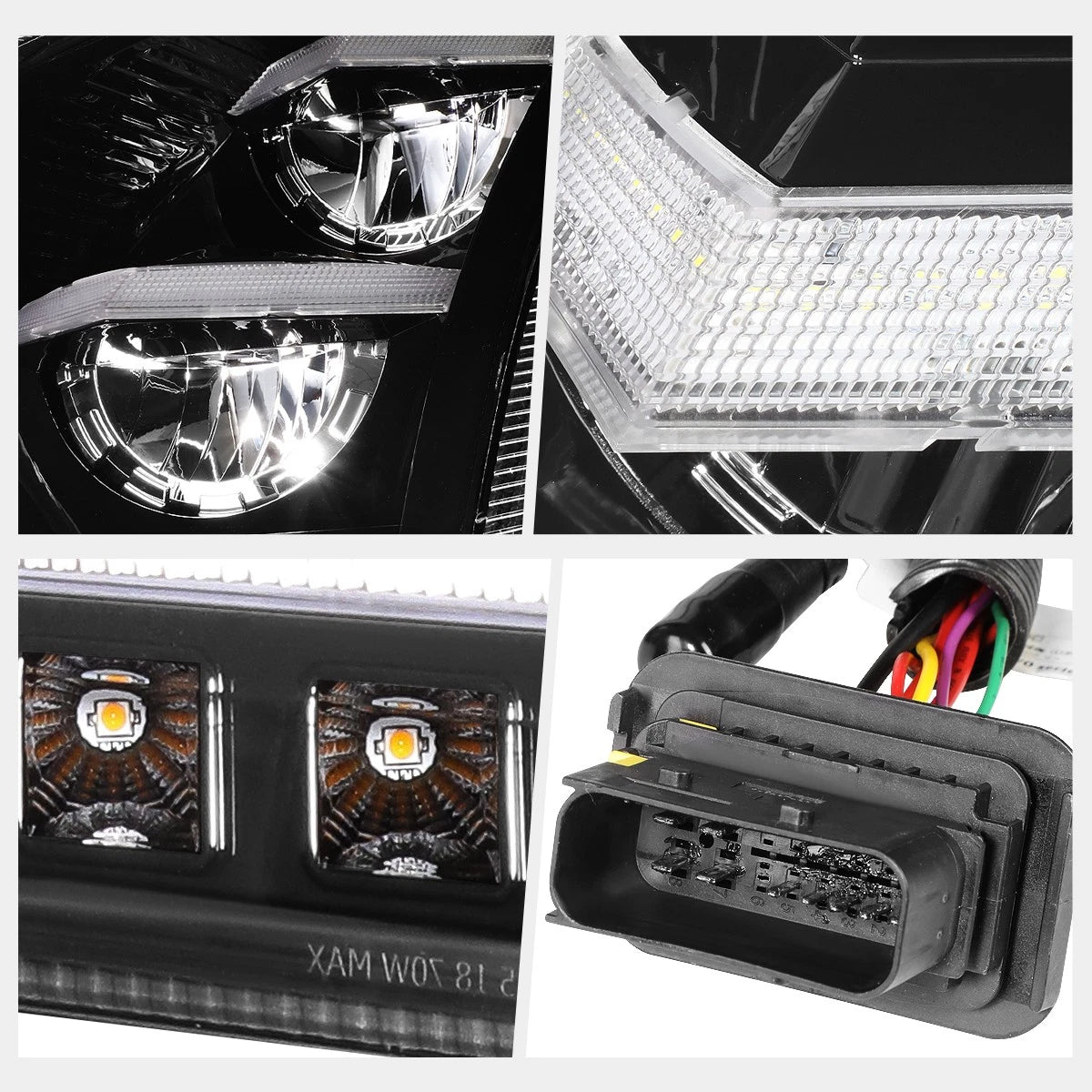 LED DRL Sequential Amber Turn Signal Headlights for Volvo VNL VNR (2018–2024)