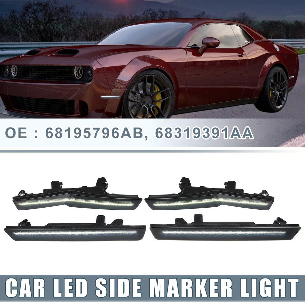 2 Pair Smoked Lens LED Side Marker Light for Dodge Challenger (2018–2023)