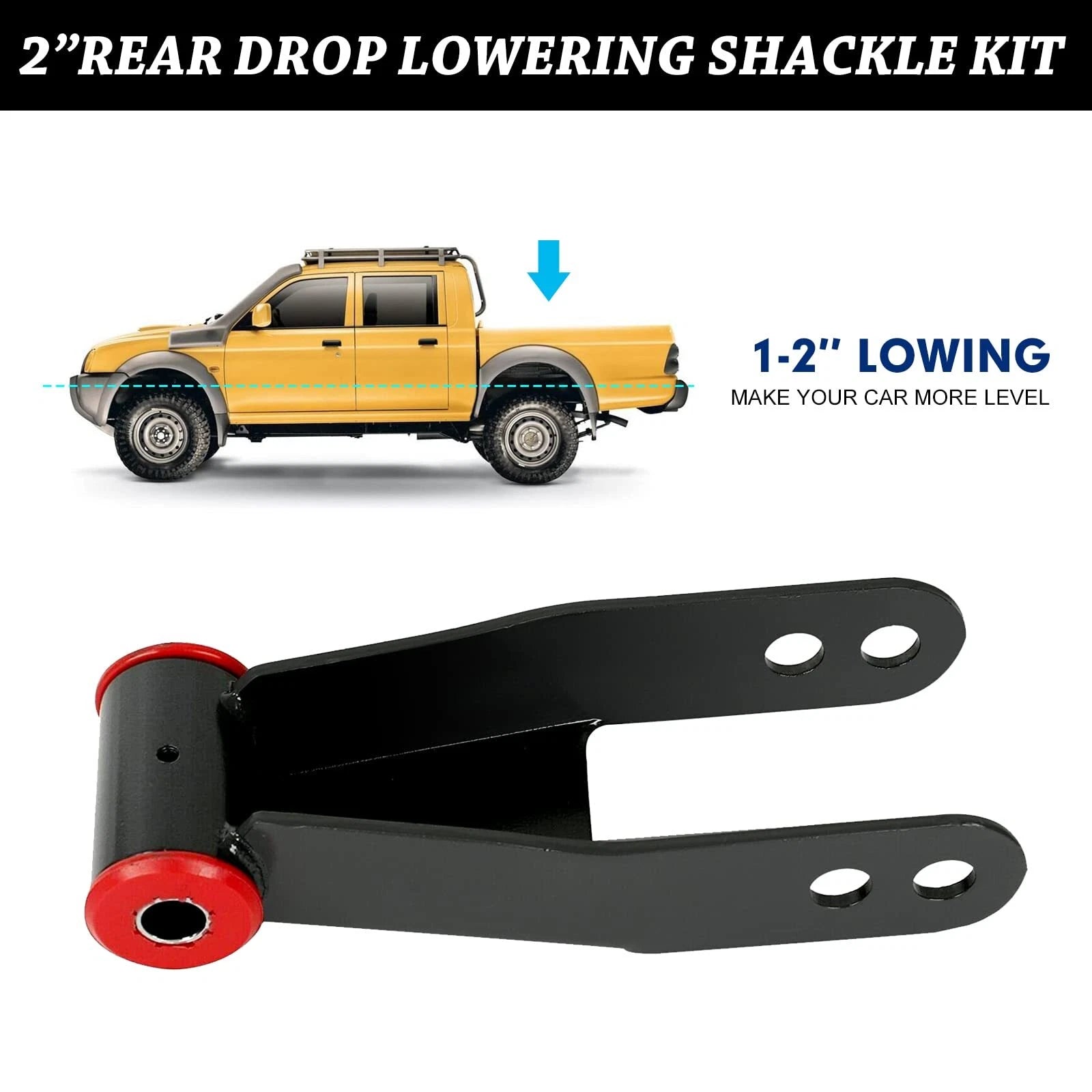 2 Rear Drop Shackles Kit for Chevy Silverado GMC Sierra 1500 C1500 (1988–2018)