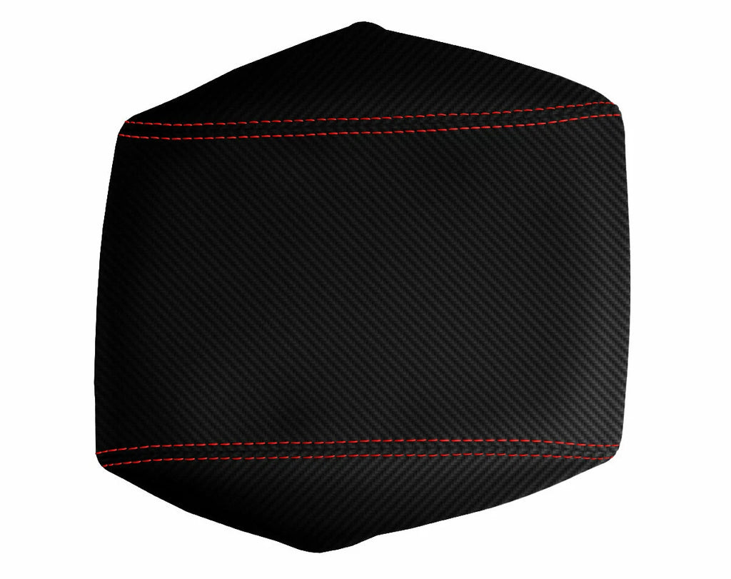 Console Lid Armrest Cover for Dodge Challenger (2008–2014) Carbon Fiber Red Stitch