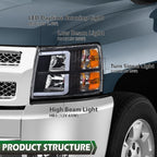 LED DRL Tube Headlights for Chevy Silverado (2007–2013)