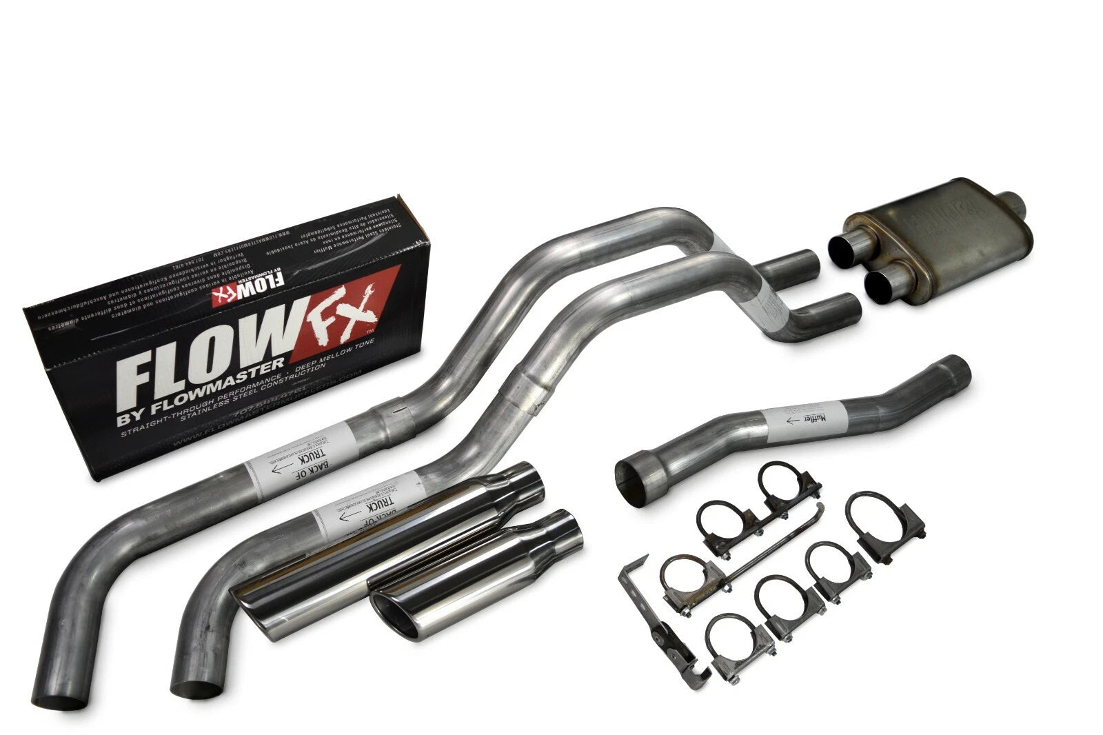 Dual Exhaust 2.5" Side Exit for Nissan Titan (2004–2006) Flowmaster FX Rolled Tip