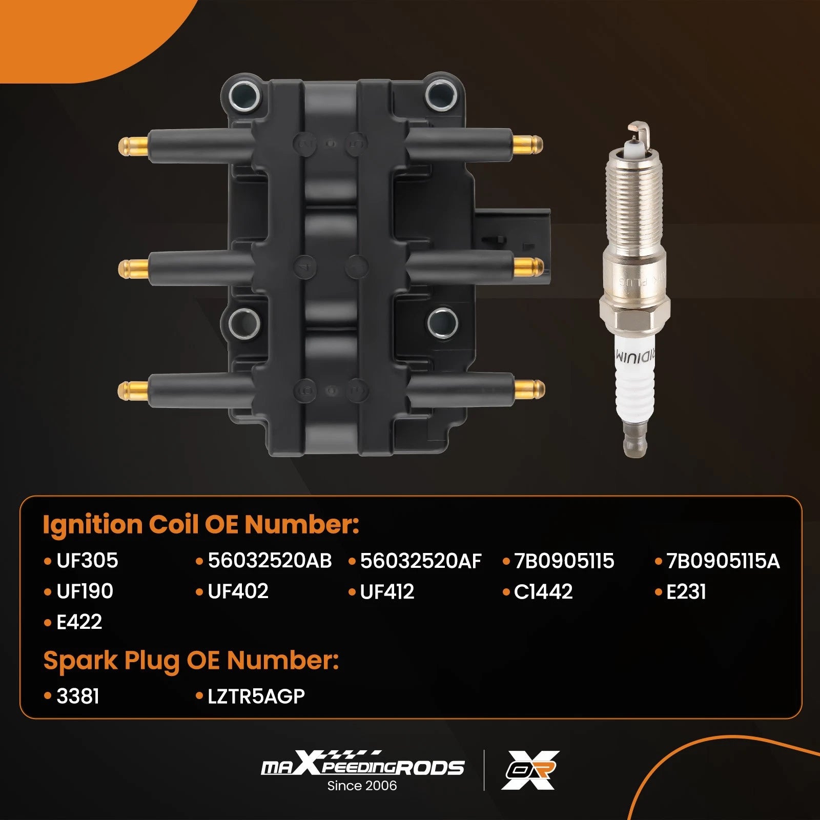 1 Ignition Coil 6 Spark Plugs for Dodge Grand Caravan (2001–2010)