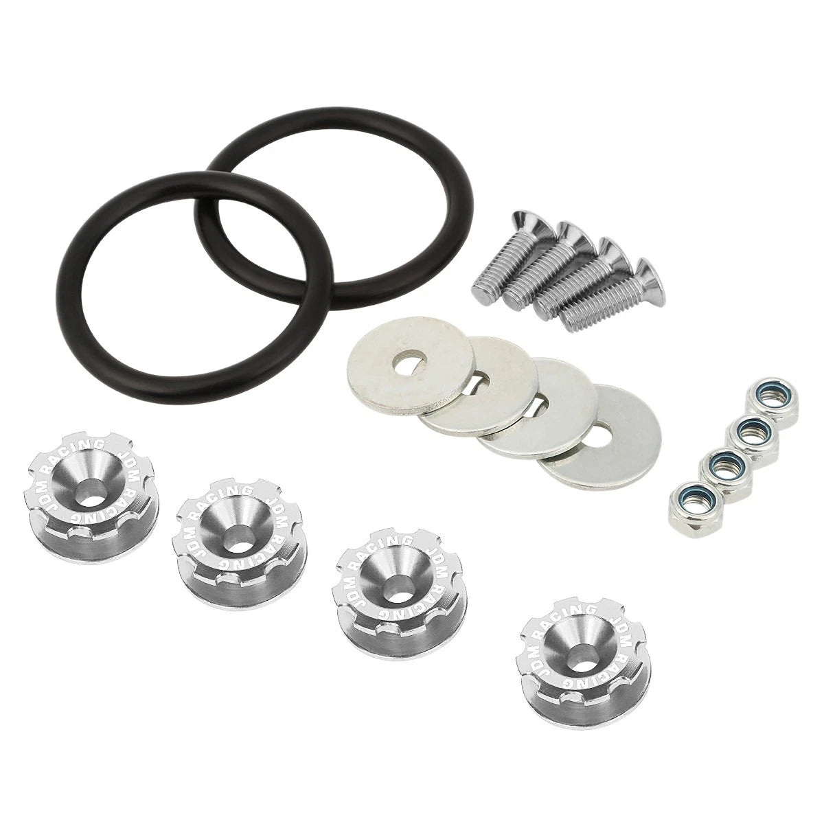 Set of 4 Aluminum Silver Bumper Quick Release Fasteners for Gear Lid