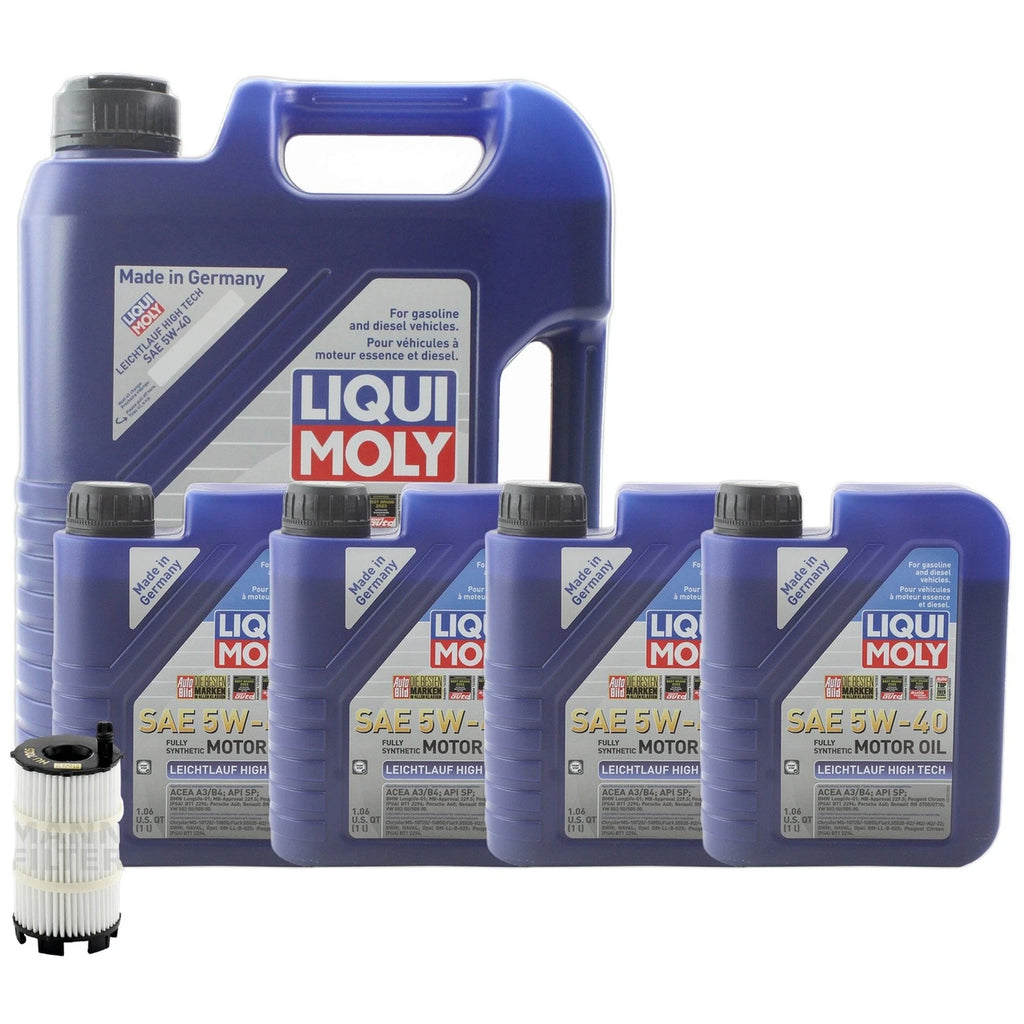 Engine Oil Change Kit 9L Liqui Moly Leichtlauf 5W40 for Audi S5 R8 (2007–2020)