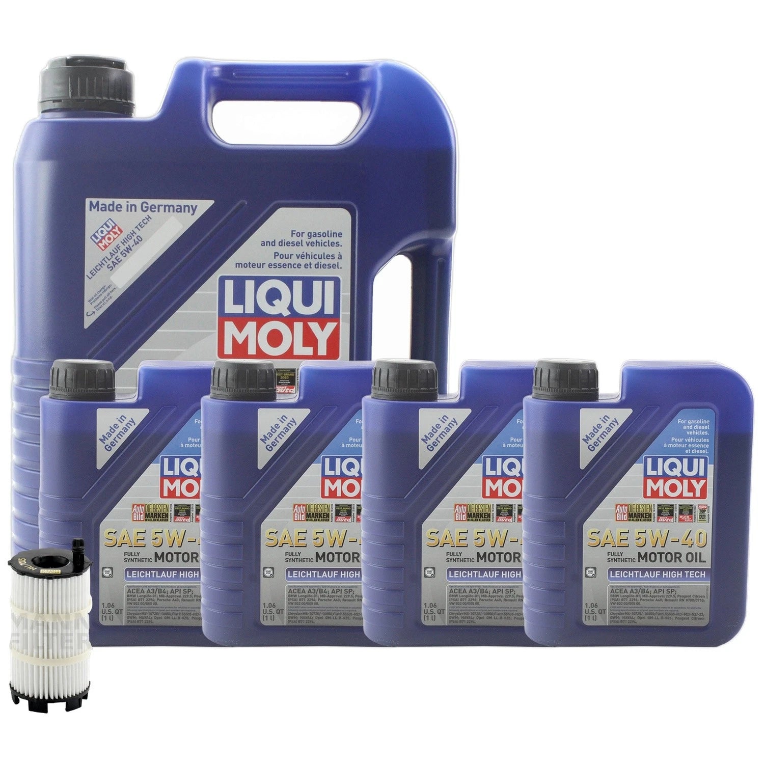 Engine Oil Change Kit 9L Liqui Moly Leichtlauf 5W40 for Audi S5 R8 (2007–2020)