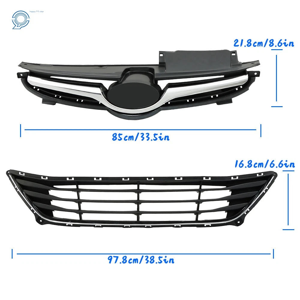 Set of 2 Front Upper and Lower Grilles for Hyundai (2014-2016)