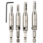 Set of 4 Self Centering Hinge Drill Bits for DIY Projects