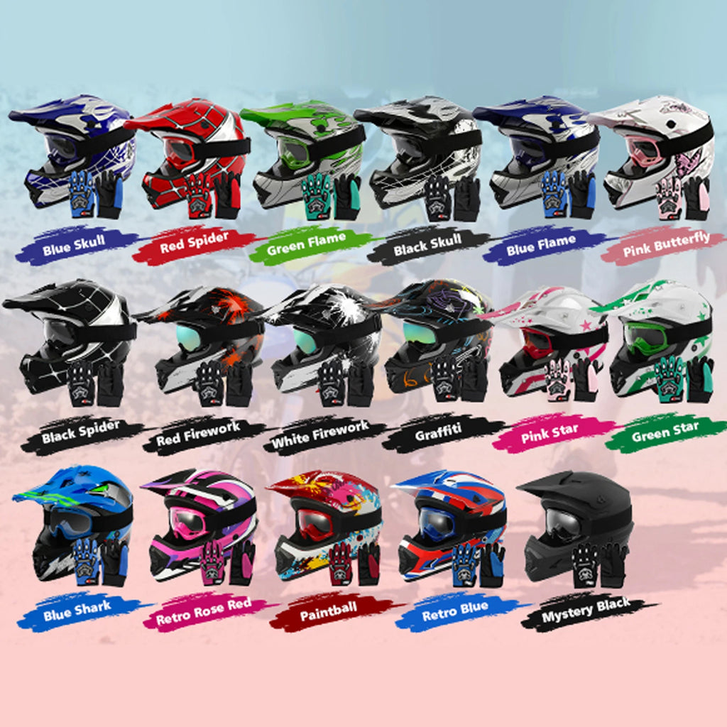 Youth Full Face Motorcycle Helmet for Kids (S, M, L, XL)