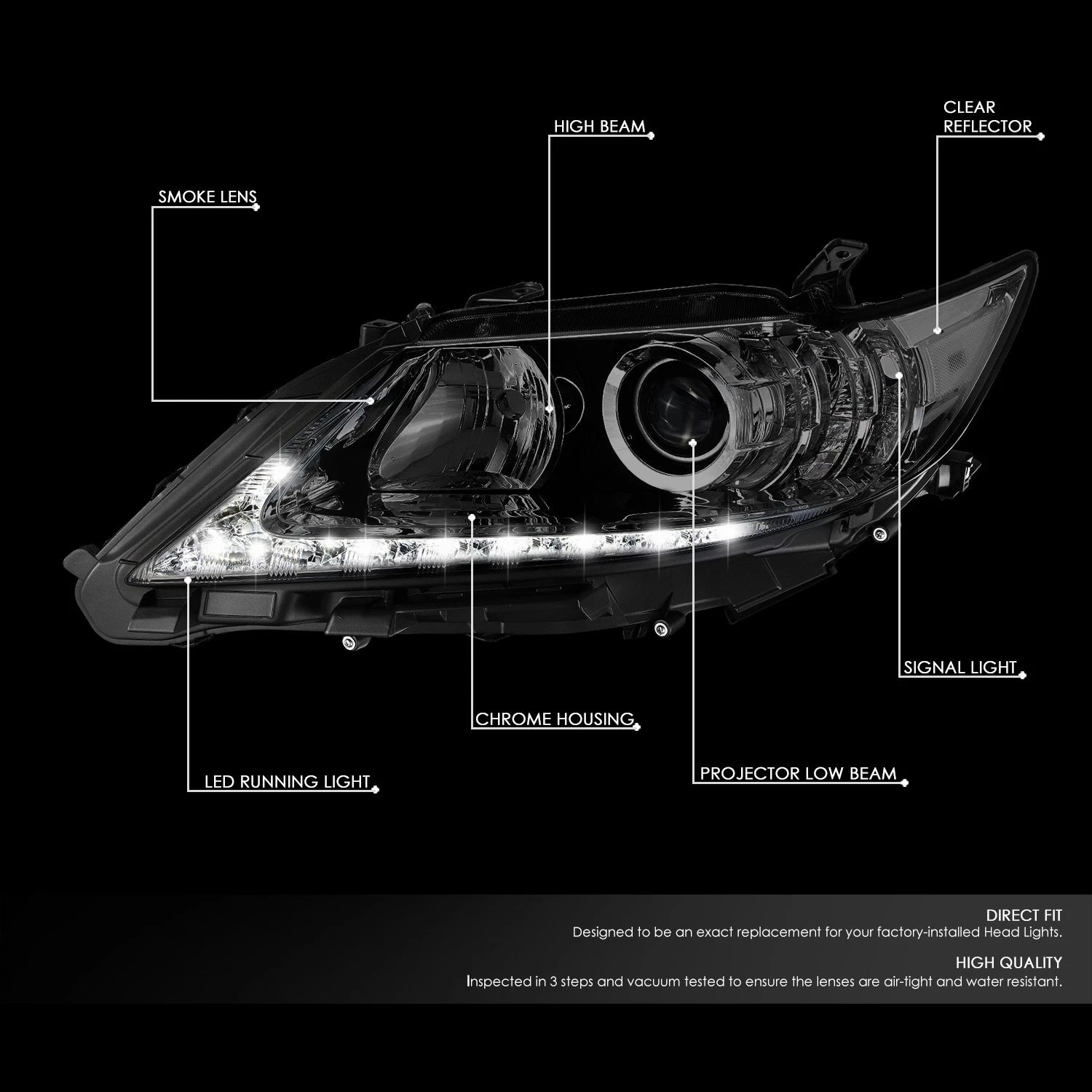 Projector Headlight Lamp w/ LED DRL for Lexus ES300h/ES350 (2013–2015)