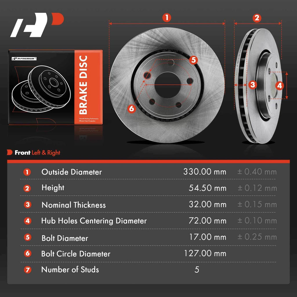 Front Disc Brake Rotors for Dodge Durango Jeep Grand Cherokee (2011–2020)