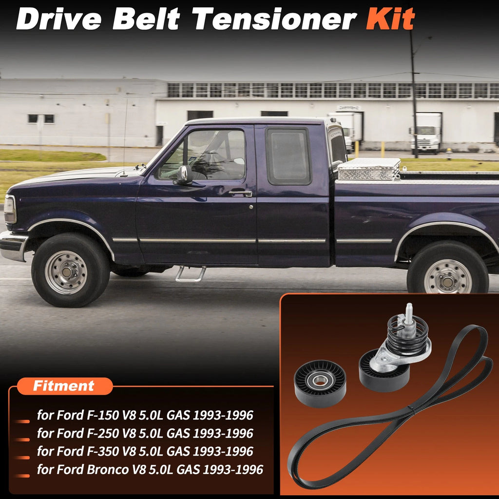 Serpentine Belt Drive Tensioner Kit K060990 for Ford F150 F250 F350 (1993–1996)