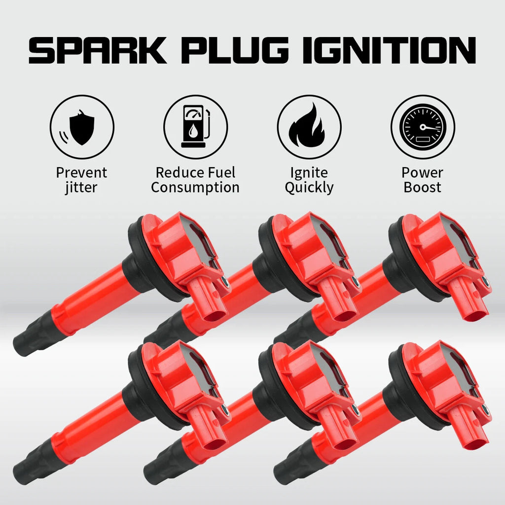 Set of 6 Ignition Coils for Ford Lincoln Mazda 3.7L 3.5L V6 (UF553 DG520)
