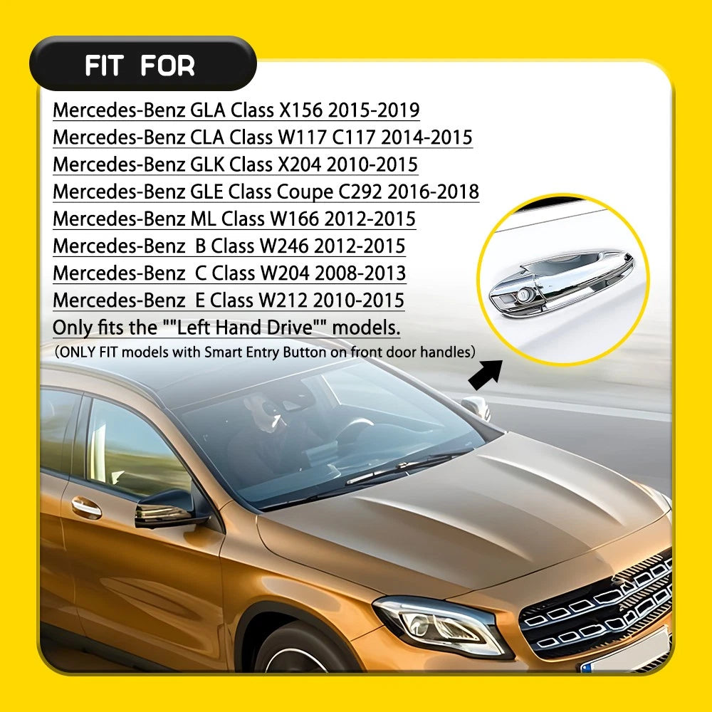 Set of 4 Chrome Outer Door Handle Covers for Mercedes-Benz GLK Class (2010-2015)
