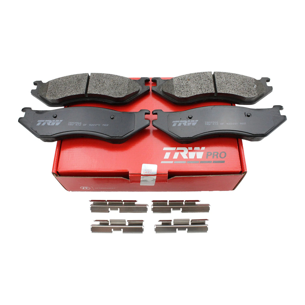 Set of 4 TRW Pro Metallic Brake Pads with Clips for Dodge Ram 1500 Van Durango (1994–2003)