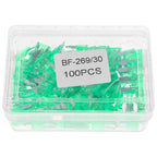 Pack of 100 Mini-Blade Fuses 30A Green