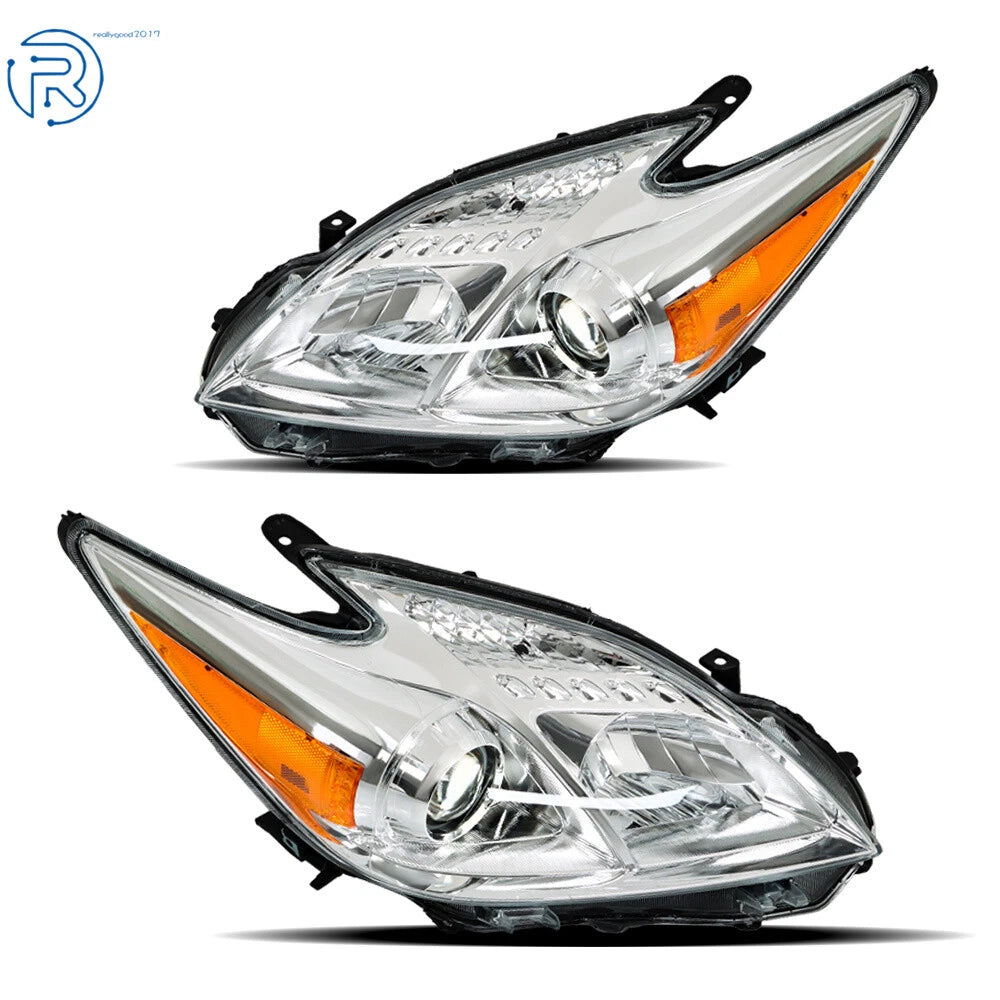 Set of 2 Halogen Headlights for Toyota Prius (2012-2015) Chrome