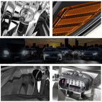 Headlight Pair for Ford Focus (2012–2014) - Black Housing, Amber Signal