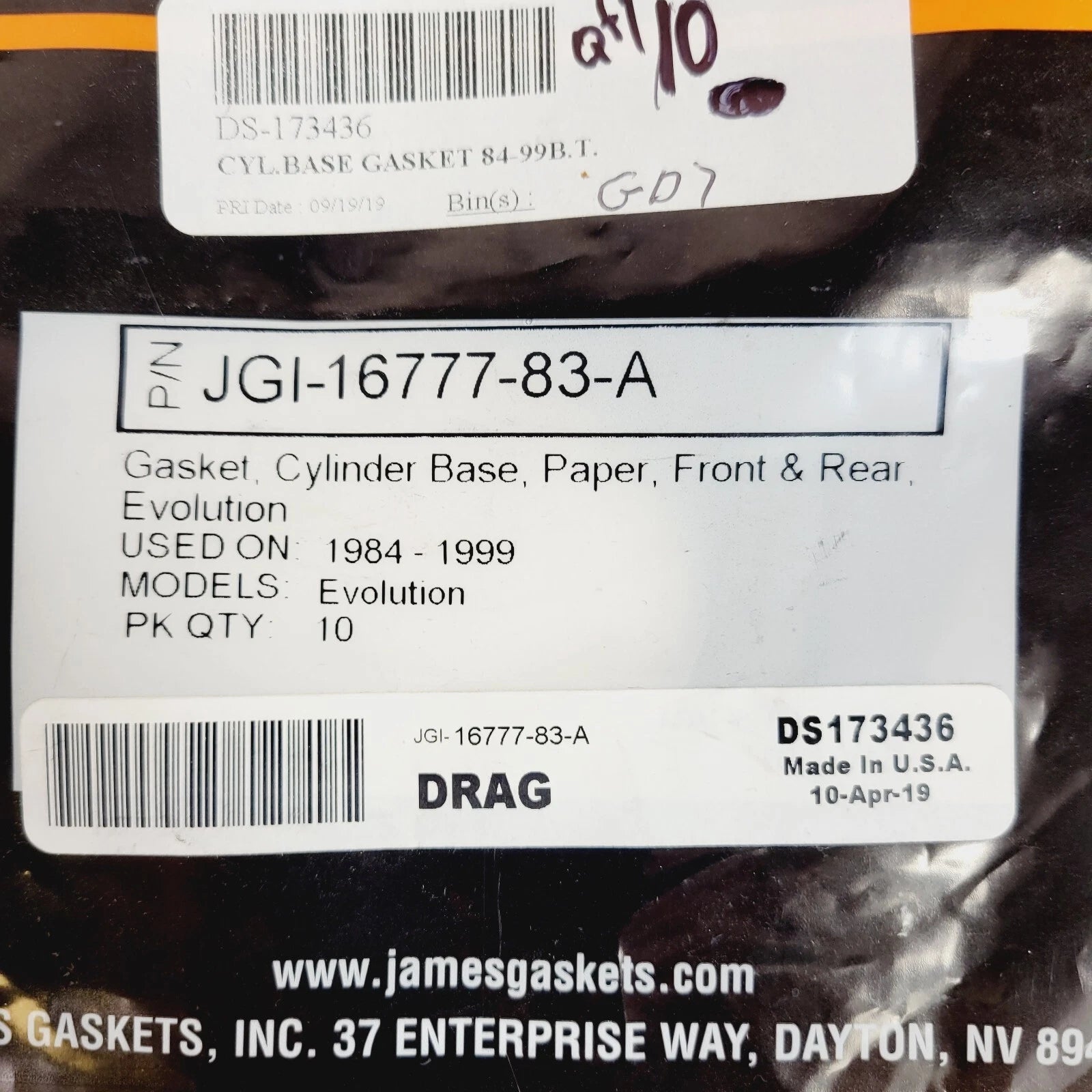 Cylinder Base Gasket .020 in Paper JGI-16777-83-A for Harley (1983)