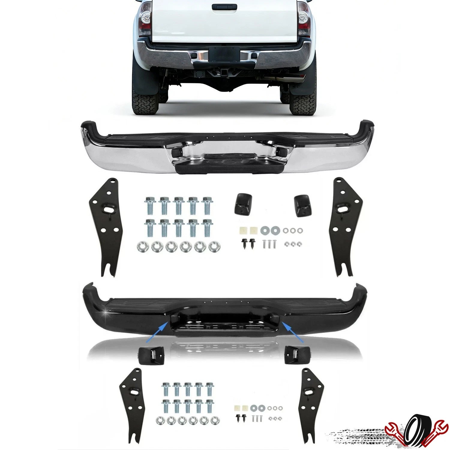 Chrome Rear Bumper Assembly for Toyota Tacoma (2005–2015)