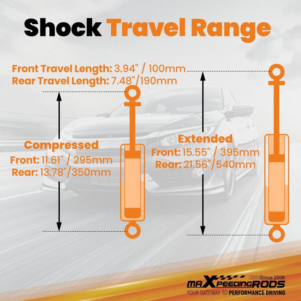 5" Front 6" Rear Lowering Shock Kit for Chevy C1500 (1988–1998)