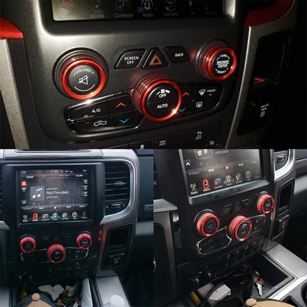 Red Alloy Air Conditioner Switch Button Trim Knob for Dodge Challenger (2015–2021)