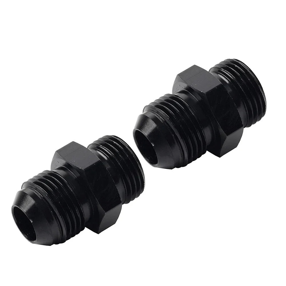 Black Aluminum AN8 Flare to 8AN ORB Male Fitting Adapter w/ O-Rings