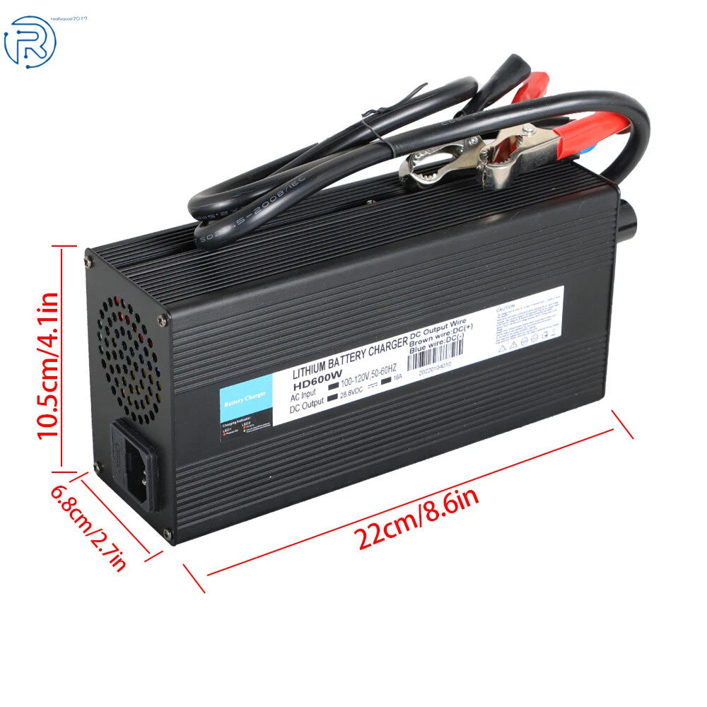 Lithium LiFePO4 Deep Cycle Rechargeable Battery Charger (28.8V 18A)