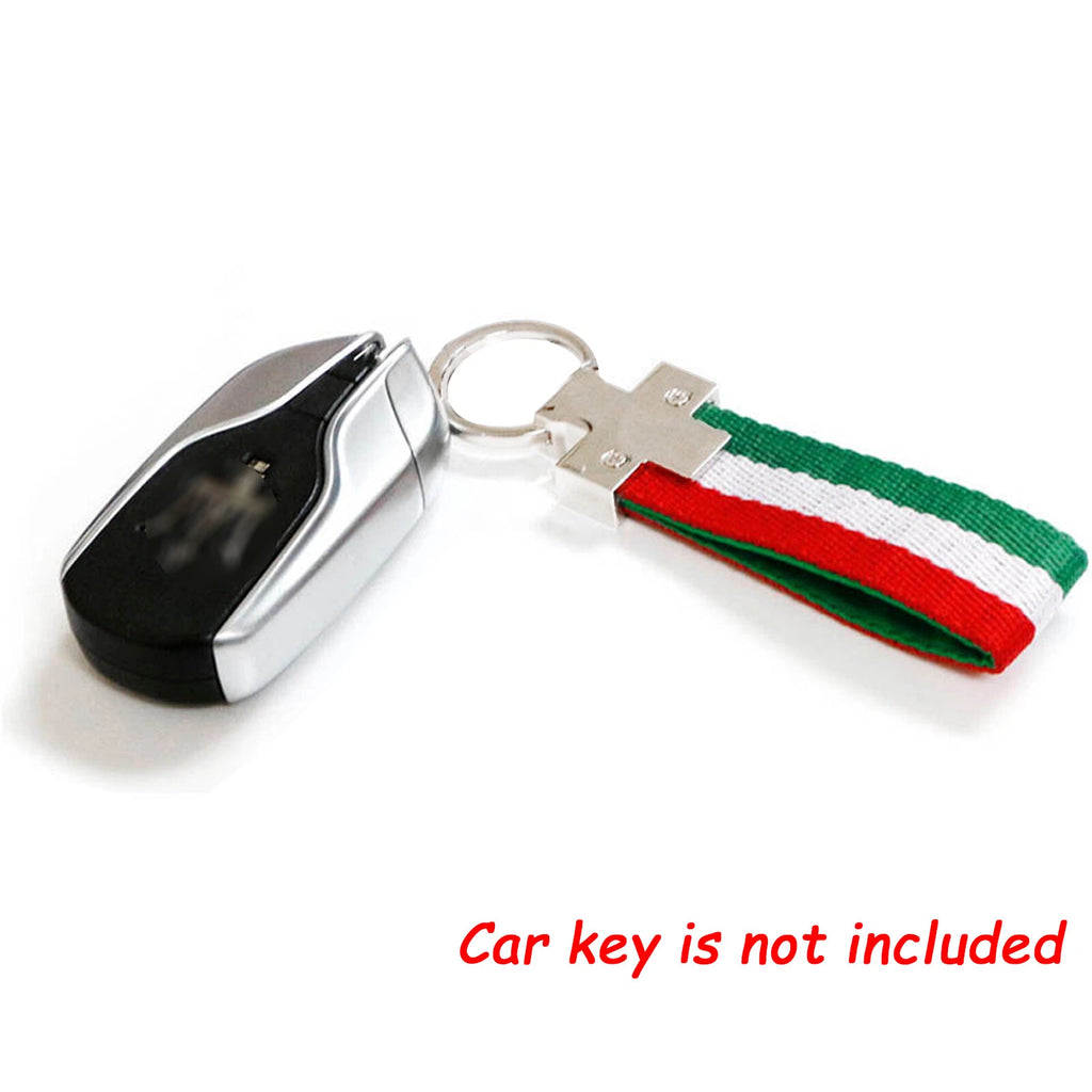 Italian Flag Style Key Fob Chain Keychain Ring for Universal Fit (-)